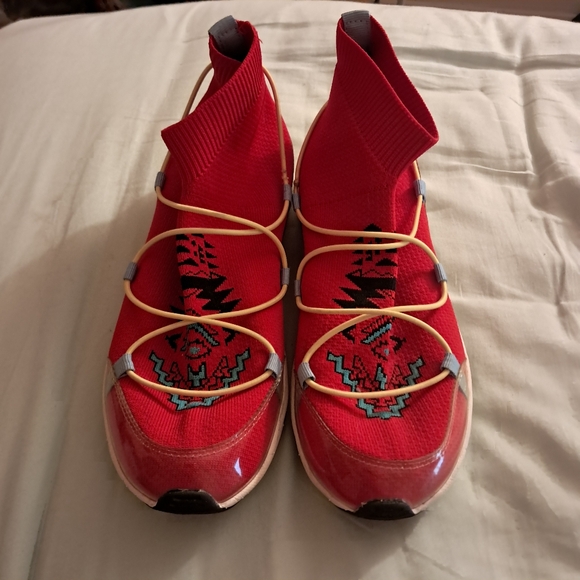 Desigual Shoes Women's 8 Sock Slip On Navajo Red Knit Lifestyle Artsy Boho West - Picture 1 of 5